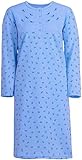 Zeitlos Damen Nachthemd Thermo Langarm mit kleinen Blumendruck angeraut (XXL, Blau)