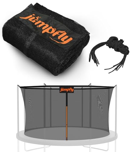 Jumpfly 14FT Trampoline Net(Net Only),Trampoline Replacement Safety Enclosure Net for W/ 8 Poles, Round Frame Trampoline,Breathable & Weather-Resistant Trampoline Net with Adjustable Straps
