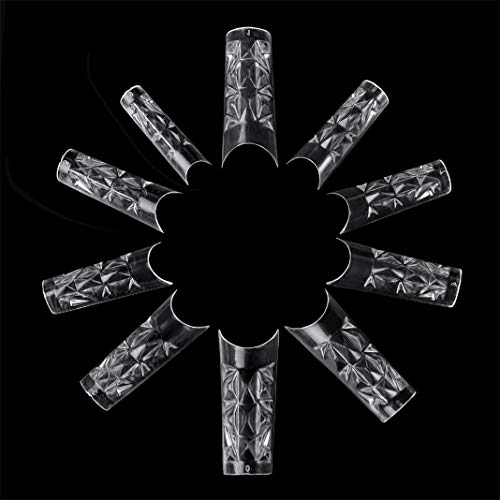 500Pcs Glaze Acrylic Nail Tips Fake Nail Artificial Long Flase Nails Tips 10 Sizes for Nail Salon and Nail Art