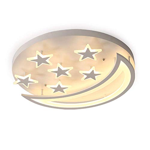 Preisvergleich Produktbild Dimmbar Schlafzimmerlampe Modern LED Deckenleuchte Deckenlampe Sterne Und Mond Kreative Design Wohnzimmerlampe Kunst Personalisierte Kinderlampe D40cm *H 8cm, Warmes Licht