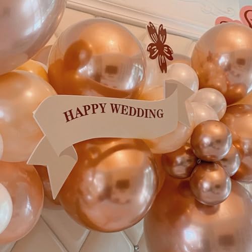 Image of FunHot Rose Gold and White Balloons, 60Pcs Pearl Rose Gold Balloons, 12 Inch Metallic Rose Gold Confetti Balloons Helium Rose Gold Latex Balloons for Baby Shower Wedding Birthday Party Decorations