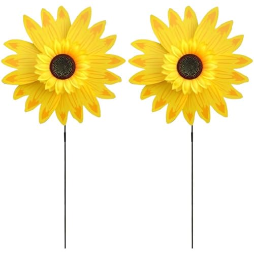 Abbdbd 2 Unids/Set Molino De Viento De Girasol Giratorio Girasol Viento Spinner Jardín Molinete para Decoración De Patio De Jardín Aire Libre