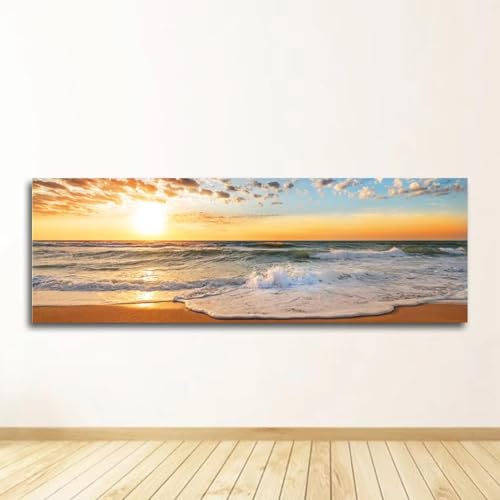 Tableau mural sans cadre de grande taille, peinture sur toile mer et plage de style nordique
