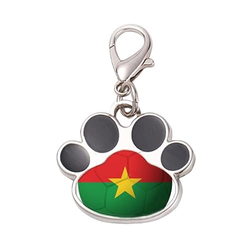 DIYthinker?Burkina Faso National Flag Football Pet Tag Keychain Dog Cat ID