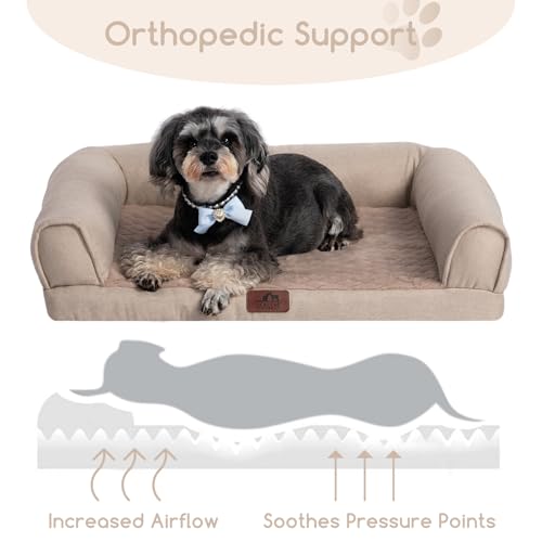 Hollypet-Orthopedic-Dog-Bed-for-Medium-Dogs-Supportive-Foam-Dog-Pet-Couch-with-Removable-Washable-Cover-and-Non-Slip-Bottom-Waterproof-Lining-Dog-Sofa-Bed-Khaki-M-28-225-75 Hollypet Orthopedic Dog Bed for Medium Dogs Supportive Foam Dog Pet Couch with Removable Washable Cover and Non Slip Bottom Waterproof Lining Dog Sofa Bed Khaki M 28 225 75