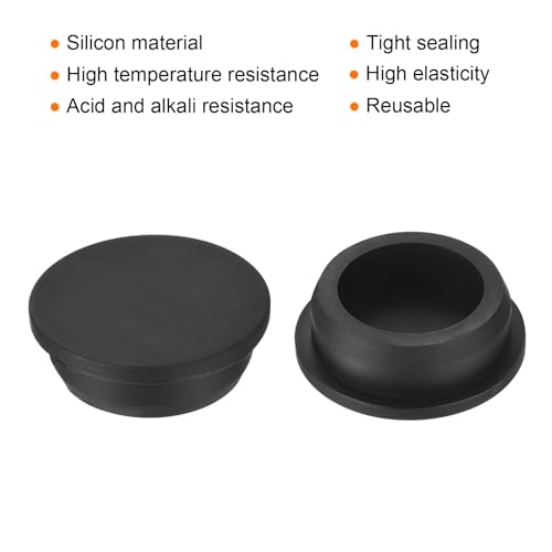 Image of uxcell High Temp Silicone Plug Mount Dia 41.3mm /1.63 inch t Shaped Rubber Stopper Hole Plugs for Powder Coating Plating Waterproof Plugs Sealing Plugs Black Pack of 3(OD 48mm)