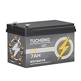 TUCHONG 12V 7Ah LiFePO4 Battery, Rechargeable Lithium Battery, Up to 5000+ Deep Cycle Lithium Iron Phosphate Battery Built-in BMS, Ideal for Small UPS, Solar Power, Fish Finder, Ride on Toys