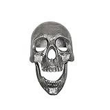 Treasure Gurus Silver Metal Skull Jaw Doorknocker Heavy Duty Iron Knocker Front Door Home Decor