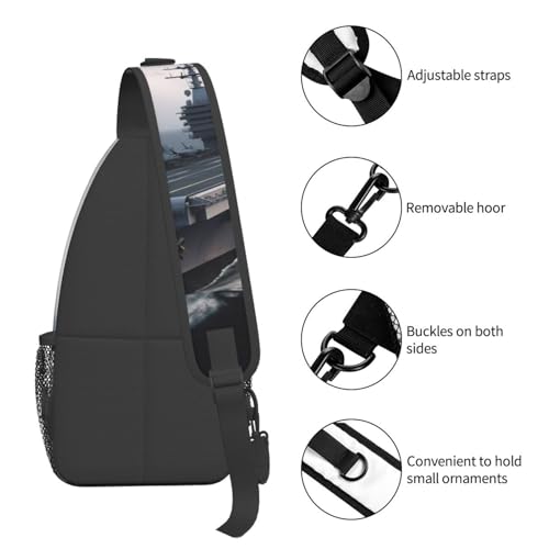 Mochila tipo sling Crossbody negra para exteriores miniatura 4