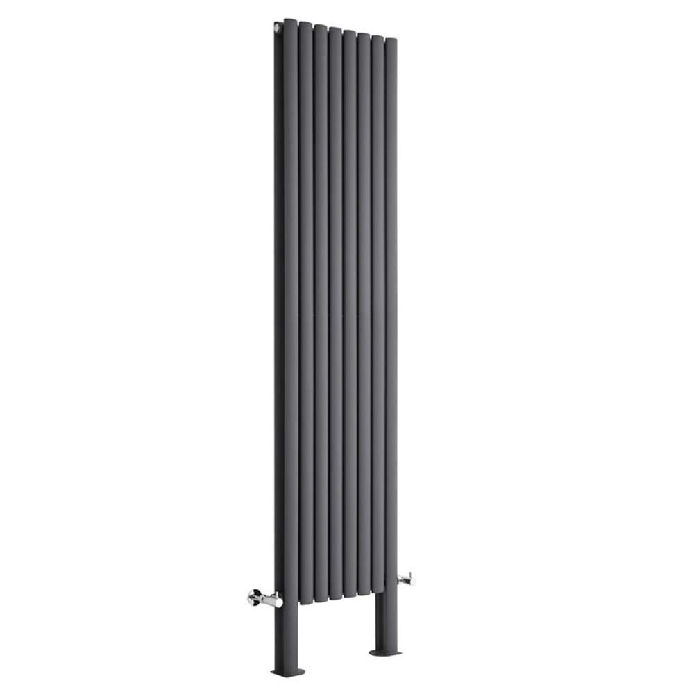 Milano Aruba Anthracite Vertical Single Oval Panel Radiator - 1780mm x 236mm