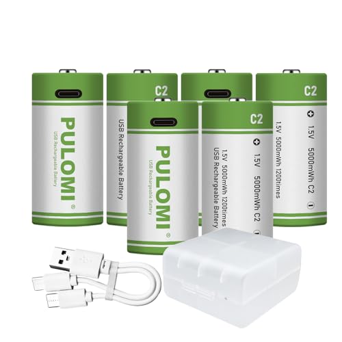 6 batterie ricaricabili agli ioni di litio USB Type-C C, ad alta capacità, 1,5 V, 3300 mAh, 5000 mWh, batteria al litio, ricarica rapida 2,5 ore, con cavo di ricarica