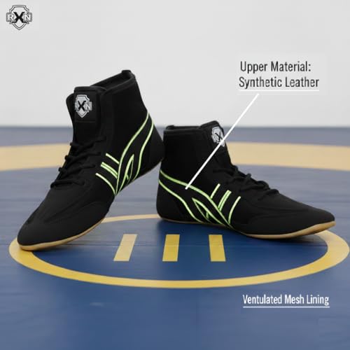 Image of RXN Men's Faux Leather Wrestling Shoes with Rubber Sole for Training