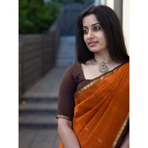 Image of Original Maheswari Cotton Silk Saree for Women | Kanjivaram Pure Silk Cotton Sari with Blouse | Zari Work | Tassels | Handloom Weave