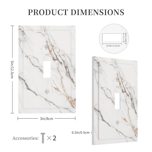 Decorative Light Switch Plate Covers Modern Grey Gold Marble Texure 1 Gang Light Switch Cover Plate Single Toggle Wall Plate Outlet Covers Wall Plate Faceplate for Kitchen Home Decor