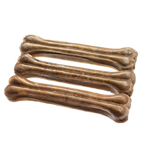 bontoy Hundekauknochen I 3 Stück x 32 cm I Naturprodukt aus Reiner Rinderhaut I proteinreich und gut für die Kaumuskulatur ihres Hundes I Hundesnack I Belohnung