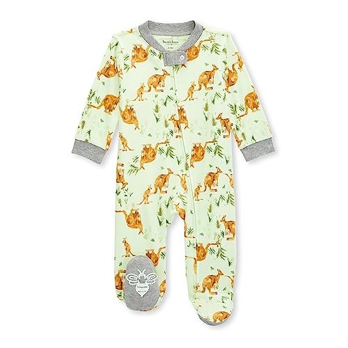 Image of Burt's Bees Baby Boys' Organic Cotton Loose Fit Sleep and Play One-Piece Zip Front Footed Pajamas