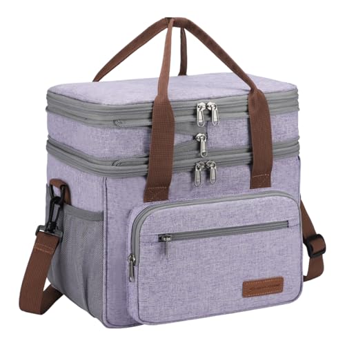 Maelstrom Lunch Box, 23L Insulated Lunch Bag, Expandable Double Deck Cooler Bag, Lightweight Leakproof Tote Bag With Side Tissue Pocket, Suit For Men and Women (D Lavender)