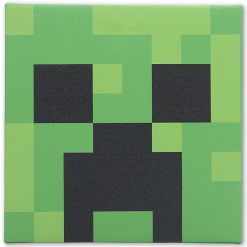 Open Road Brands Minecraft Creeper Face Gallery Wrapped Canvas Wall Decor - Fun Minecraft Wall Art for Game Room or Kids' Bedroom