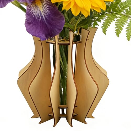 Jlobnyiun Jarrón de ramo de flores, jardinera decorativa de madera, juego de jarrones para rosas, para terraza, entrada, salón, interior, exterior, mesa