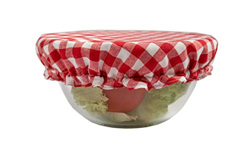 Handmade Reusable Cotton Fabric Bowl Covers - Set of 3 (Red cell-2)