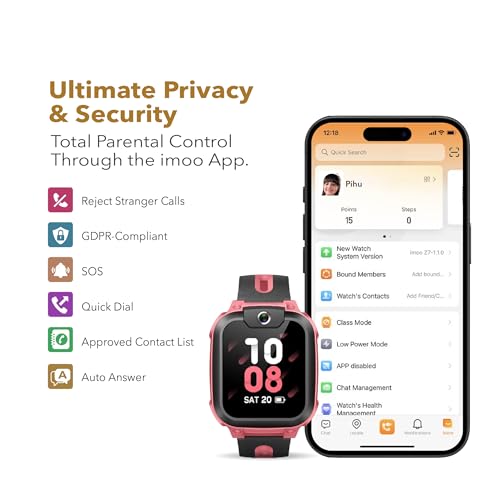 Image of imoo Phone Watch Z1 - Smart Watch with GPS Tracker, 4G Video & Voice Calls, Advanced Parental Controls, Durable Quality with IPX8 Water Resistance, SOS, for Kids (Grapefruit Red)