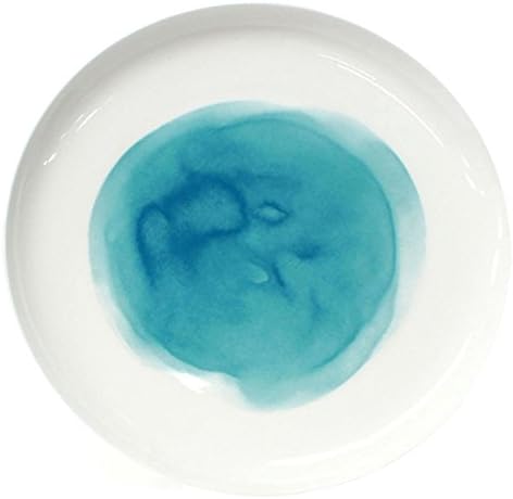 Watercolor bone china dinner plate, steak dish, ceramic plate,dessert,household plate 7.8inch(Small plate, green)