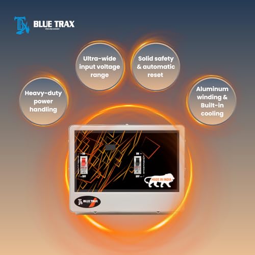 Image of BLUETRAX 10 KVA ML 8000W 90V-280V Mainline Table Top Digital Voltage Stabilizer for Home Multipurpose Use 10-KVA Heavy-Duty 8000W with 10 Years Warranty