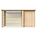TIMBELA M205 Holz-Geräteschuppen 344x146x199 cm – Gartenhaus mit Brennholzregal, wasserfestem Dach, 3.64 m²