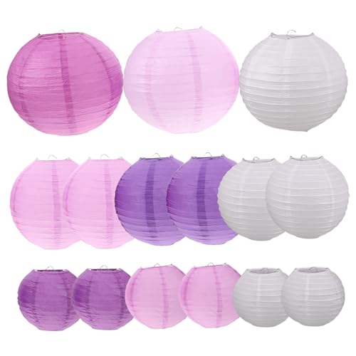 FUTUREORYY 15個手作り装飾紙ランタン 丸型ペンダントランプシェード 屋内吊り下げ灯篭 誕生日 ハロウィン レストラン ベビーシャワー用インテ