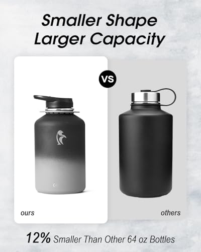 Image of Coolflask Half Gallon Water Bottle Insulated Stainless Steel with Strap