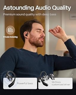 SHOKZ OpenFit for 2023 Open-Ear True Wireless Bluetooth Headphones with Microphone, Earbuds with Earhooks, Sweat Resistant, Fast Charging, 28HRS Playtime (Black)