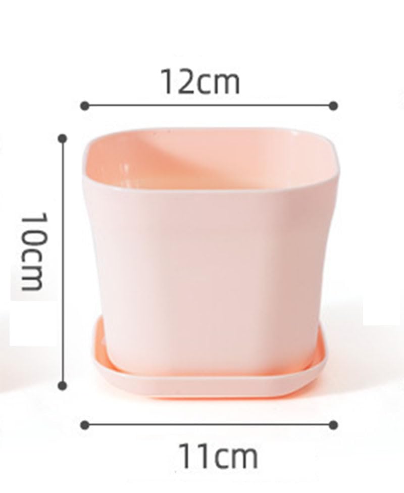 BSTMOME Plastic Plant Seedling Pots,Square Plants Nursery Pot, Flower Pots with Saucer for Balcony,Garden,Home Decor (White) - Image 2