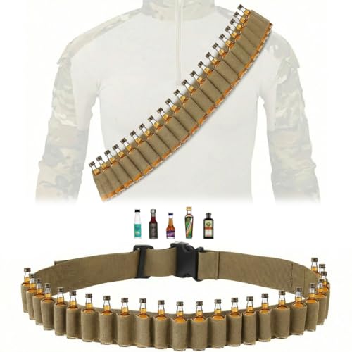 MUCHER Berentzen Klopfer Gürtel Halter 130cm 27 Loch Schnapsgürtel Kostüm für Jägermeister Shot Schnaps mini Alkohol Kette Klopfergürtel Zapfanlage Für Karneval Junggesellenabschied Partygeschenk