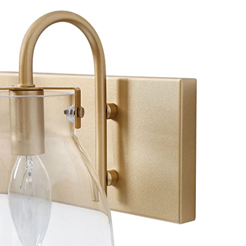 Image of KSANA 3-Light Modern Vanity Light Fixture, Brass Bathroom Lighting with Clear Glass Shades, 22 inch L