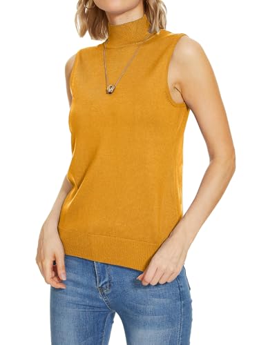Image of INKOFF Sleeveless Mock Neck Turtleneck Knit Tops Women Dressy Casual Sweater Vest Business Work Tank