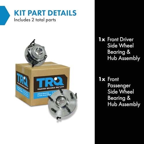 Image of TRQ 2 Piece Front Wheel Bearing & Hub Assembly Set Compatible with 2005-2010 Dodge Dakota 2006-2008 Mitsubishi Raider 2011 Ram