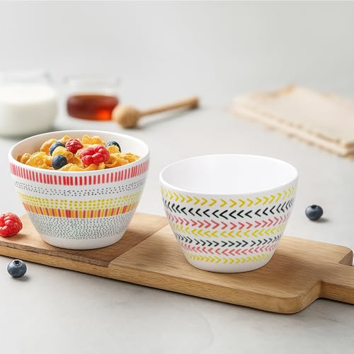 Image of Larah by BOROSIL Opalware Bowl | Microwave & Dishwasher Safe Dinner Bowls for Salad, Fruits, Dal, Maggi, Snacks, Cereal | Breakfast Bowls | Ideal Crockery for Gifting (Boho & Rhythm, 2pc Set)