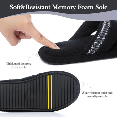 Flip Flops House Slippers for Women Indoor House Shoes with Soft Terry Cloth Ladies Thong Slippers with Non-Slip Sole and Memory Foam4