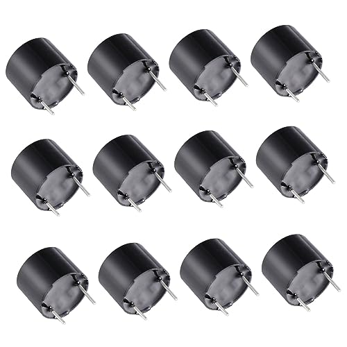 FUNOMOCYA 12pcs Buzzer Perimeter Trip Alarm Computers Electronic Components Magnetic Beep Tone Alarm Continuous Beep Tone Wired Active Beep Tone Alarm Ringer Plastic Packaging Black