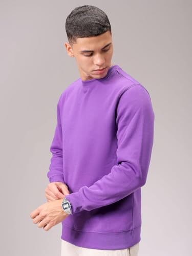 Image of The Indian Garage Co Men Regular Fit Solid Crew Neck Overhead Sweatshirt