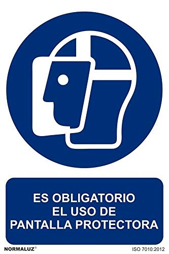 Cartel 210X300Mm - 0,7Mm Uso De Pantalla En Oferta Rd20008 - Señal Es Obligatorio El Uso De Pantalla Protectora Pvc Glasspack 0,7Mm 21X30 Cm Con Cte, Ripci Nueva Legislación