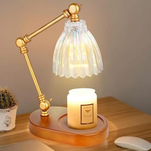 AivaToba Candle Warmer with Timer Bedroom Home Decor, Gold Electric Candle Warmer, Dimmable and Height and Angle Candle Warmer, House Warming Gifts New Home, Lamp Candle Warmer Gifts for Women Cover