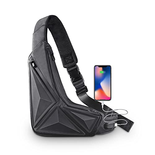 Tajezzo Sling Bag Cross Body Bag Mens One Shoulder Bag For Women Hiking Travel With Usb Port Anti-Theft Edc Casual Daypack #TOP6