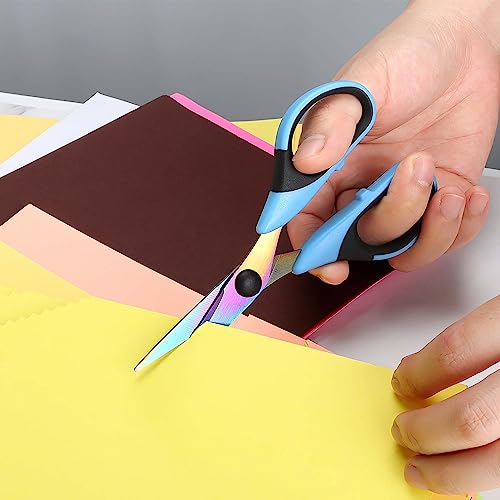 Scissors All Purpose, Sharp Titanium Blades Shears, Rubber Comfort Grip Handle, Multipurpose scissors 3 pack, Great for Office, Fabric, Craft, Sewing, Arts, School and Home Supplies, Black&Blue by SCAIKTIG - Image 7