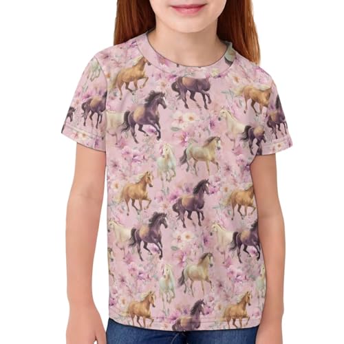 Image of WELLFLYHOM Kids Tshirts Girls Boys Short Sleeve Crewneck Tees Shirts Casual Sport Pullover Tops Size 3-16 Years