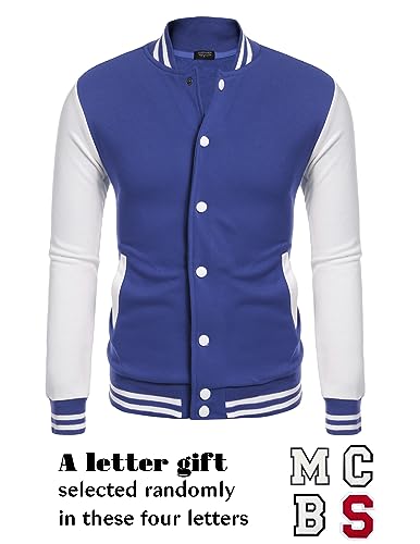 Image of COOFANDY Mens Slim Fit Varsity Baseball Jacket Bomber Cotton Premium Jackets