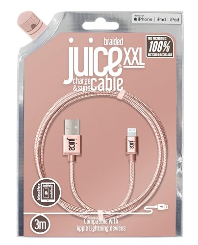Juice Cavo Lightning Apple, 3 M, Intrecciato Eco Oro Rosa, Iphone 14, Max, Pro, Plus, Iphone 13, Max, Pro E Mini, Iphone 12, Max, Pro E Mini, Iphone 1