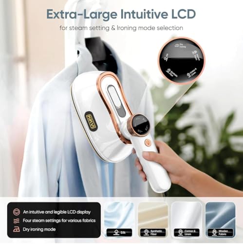 Image of Iron for clothes, Steamer for Clothes & Iron 2in1,Steam Iron for Travel Ironing foldable steamer cloth dryer,portable handheld garment drying,1200W Travel Steam Iron,5 Modes LCD,180ml for 20 Min Steam