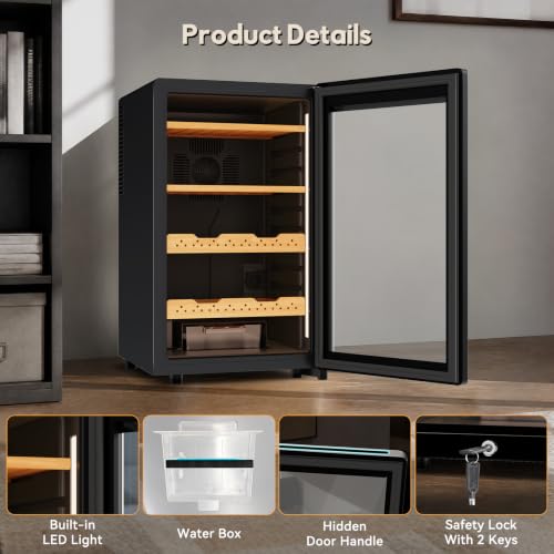 Image of 70L Upgrade Electric Humidor - Large Capacity 400 Count Electric Humidor| Smart Temperature & Humidity Control, Digital LED Screen & Safety Lock