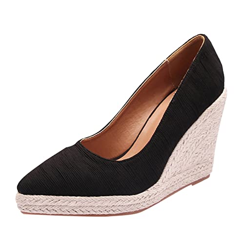 Espadrilles femme talon compensé fermé noir taille 39 | Chaussures toile été